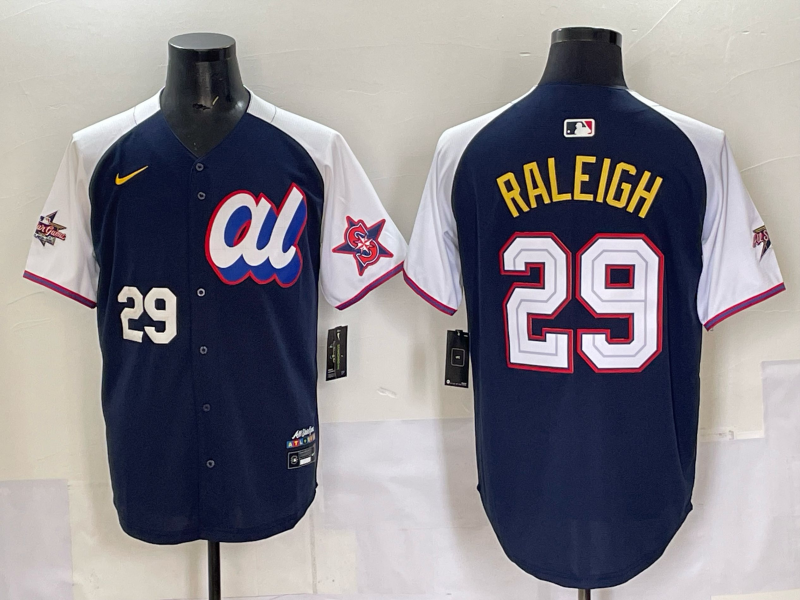 Men Seattle Mariners 29 Raleigh Blue MLB All star Nike 2025 Jersey style 008